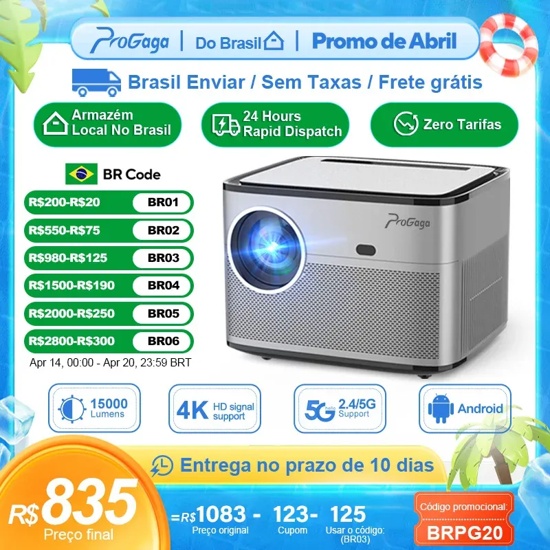 [Enviado Do Brasil] Projetor Pg550 Wifi Full Hd 1920x1080p Nativo, Com Android, Auto Foco E Espelhamento De Tela, 15000 Lumens
